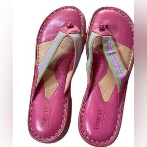 BORN Leather Thongs Pink Sandals Flip Flops sz 10